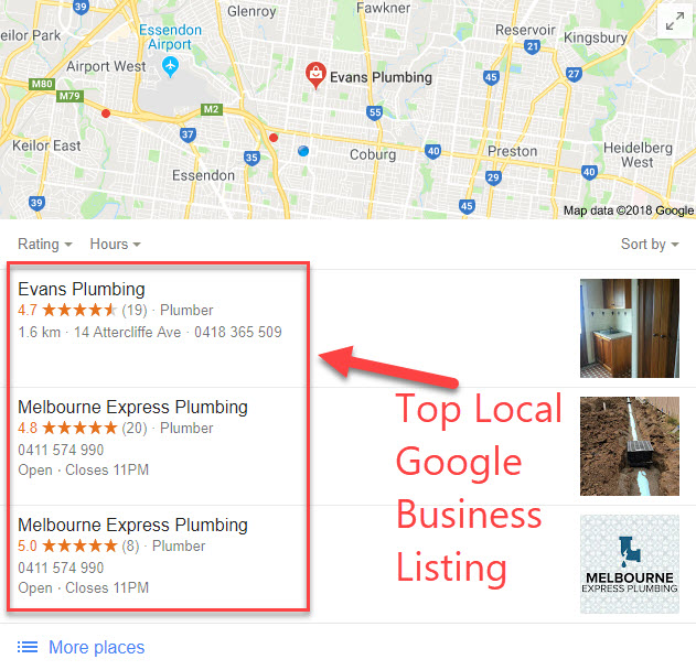Google Maps Business Listing Example